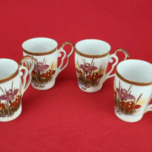 Vintage Hakusan China Porcelain Hand Painted Teacups Occupied Japan Kilimanjaro
