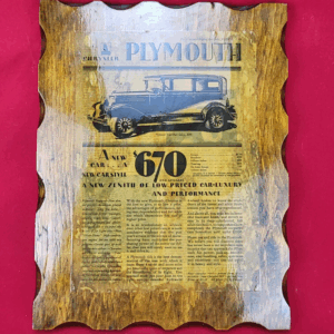 THE LITERARY DIGEST Magazine- July 14, 1928 Chrysler Plymouth CAR AD Wall Hanger