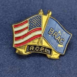 Vintage American and BRAC Crossed Flags Lapel Pin with Gold-Tone Finish R.C.P.L.