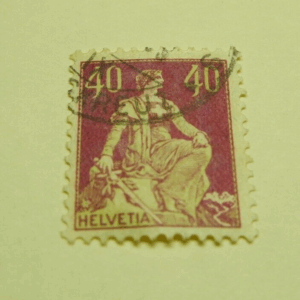 Switzerland Helvetia Vintage 40 Purple Postage Stamp