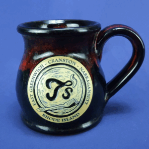 T's Restaurant RI Hand Thrown Deneen Coffee Black/Red Mug Cranston Narragansett
