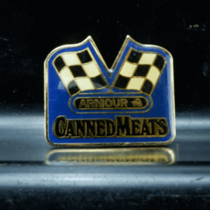 Armour Canned Meats Racing Lapel Pin with Checkered Flags