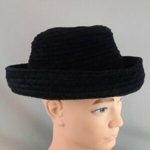Vintage Yehasso Black Acrylic Homburg Style Hat #57383 Made in China