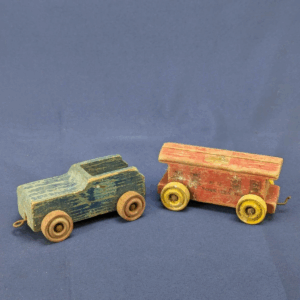 Vintage Wooden New York Central Railroad Pull Train Set - 2 Pieces
