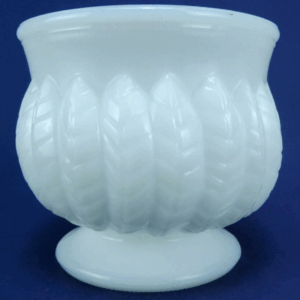 Vintage Randall White Milk Glass Flower Vase - Planter Wheat Feather Pattern