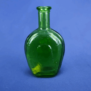 Vintage Benjamin Franklin Bottle Green Glass Mini Raised Design Taiwan 3"