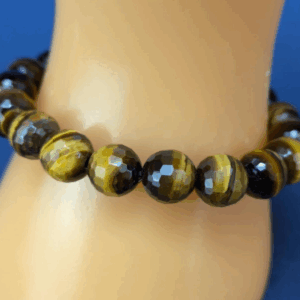 Faceted Tiger's Eye Gemstone Stretch Bracelet - Gift Idea