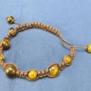 Tiger's Eye Adjustable Macrame Bracelet - Handmade Bohemian Style