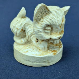 Vintage Soapstone Crouching Kitten Figurine - Made in Mexico - Hand Carved