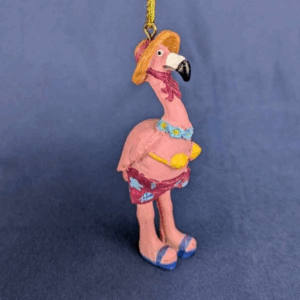 Vintage Pink Flamingo Christmas Ornament Beach Flip Flops Hawaiian/Tropical