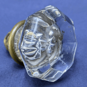 Door Knob Starburst Crystal w/ Polished Brass Finish Octagon Vintage Collectible