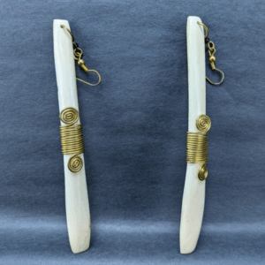Handcrafted Faux Bone and Brass Spiral Earrings Bohemian Style