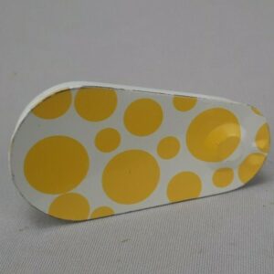 Vintage T. COHN INC. USA Toy Tin  Noise Maker White with Yellow Polka Dots