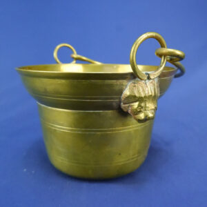 VINTAGE Small Brass Ice Bucket w/ Handle - Lion Sides Hand Made India Barware