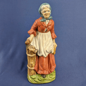 1981 Old Lady Farmer Wheat Harvest Figurine Farmhouse Decor - K's