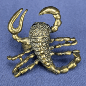 Vintage Gold-Tone Scorpion Statement Adjustable Ring with Rhinestones