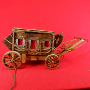 Vtg Large Wooden Western Covered Wagon Stagecoach Night Light Lamp CIRCLE H MFG
