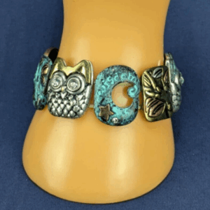 Vintage-Inspired Charm Bracelet with Owl and Nature Motifs - Elastic Bands