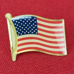 Vintage American Flag Lapel Pin Gold Tone with Epoxy Inlay