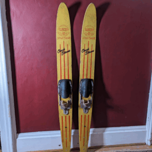 Vintage Pair of Lund Chuck Stearns Wooden Water Skis - Classic Sportsman Style