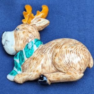 Vintage Resin Christmas Reindeer Brooch Pin