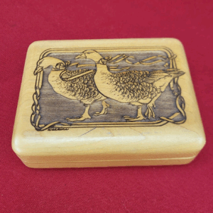 Vintage Laz-Art Laser Etched Handcrafted Wood Lidded Jewelry Box Trinket Geese