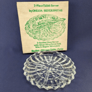 3 Section Glass Server By Oneida Silversmiths (No Fork)