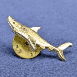 Vintage Shark Lapel Pin with Gold Tone Finish