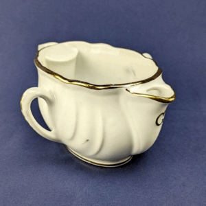 Antique Limoges Creamer & Milk Dual Pourer - French White Porcelain - Gold Trim