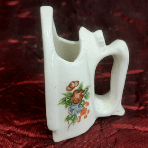 Vintage Iron Shaped Toothpick Holder Miniature Flower Vase - Bone China