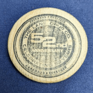 The Lane Drug Company 52nd Anniversary Vintage Wooden Nickel