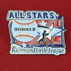 All Stars District 8 Richmond Little League Baseball Lapel Hat Pin