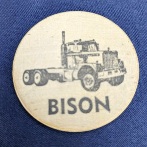 Bison Trucking Vintage Wooden Nickle Advertisement