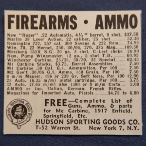 1950 Print Ad Hudson Sporting Goods Firearms & Ammunition Carbine New York,NY
