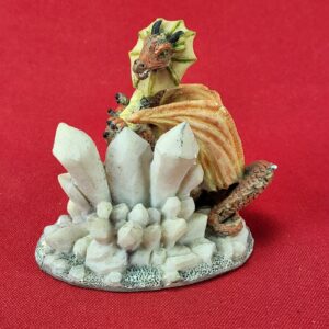 Mini Red Dragon On Jagged Crystal Rocks Resin Figurine 3.5" High