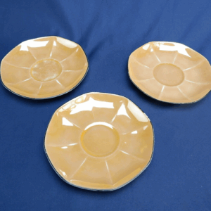 Vintage Victoria Iridescent Orange Plates Set of 3 - Made in Czecho Slovakia