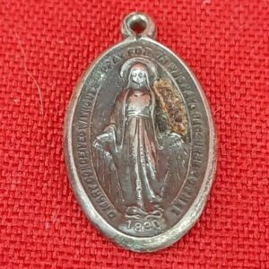 Vintage Sterling Silver 1830 Mary Conceived Without Sin Medal Necklace Pendant
