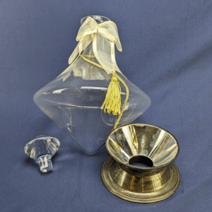 Crystal Glass MCM Wine Decanter with Silver Plater Pedestal Holder and Stopper