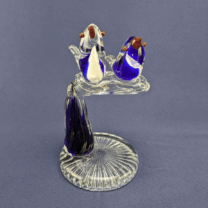 Vintage Handblown Murano Inspired Glass Birds Sculpture on Tree Branch