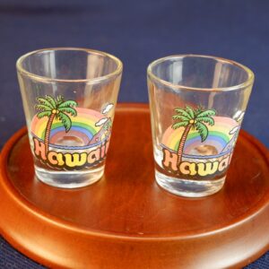 Two Shot Glasses Vintage Collection HAWAII - Palm Tree Rainbow - Sold Seperate