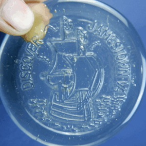 Vtg Discover Jamestown VA Glass Blowen Galleon Paperweight Souvenir Coaster