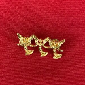 Cute Vintage Gold Toned Three Angels Holding Hands Brooch Pin Costume Jewelry