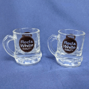 Vintage Set of Miniature Federal Glass Beer Mug Shot Glass Advertisements - SMF