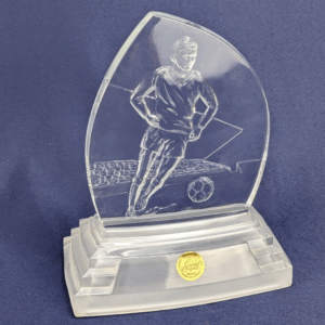 Cristal d'Arques 24% Lead Crystal Vintage Soccer Plaque with Frosted Base