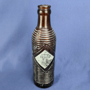 Vintage Ribbed Brown Glass Orange Crush Bottle