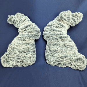 Vintage Silhouette Real Rabbit Fur Soft Bunny Figurine Set