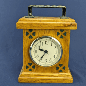Small Vintage Handcrafted Wooden Desk Mantel Clock