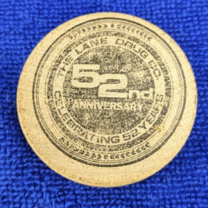 The Lane Drug Company 52nd Anniversary Vintage Wooden Nickel