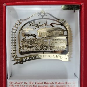 NATIONS TREASURES ORNAMENT SUGARCREEK Ohio All Aboard The Train 24k New In Box