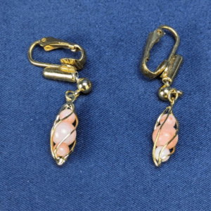 Gold Tone Vintage Dangle Costume Jewelry Clip on Earrings